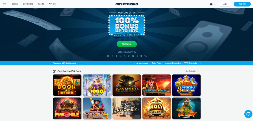 Cryptorino - 6,000+ Juegos Crypto Con Sportsbook Integrado